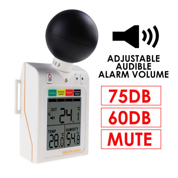 Heat Stress Meter with Programmable Dangerous Level Audible Alarms